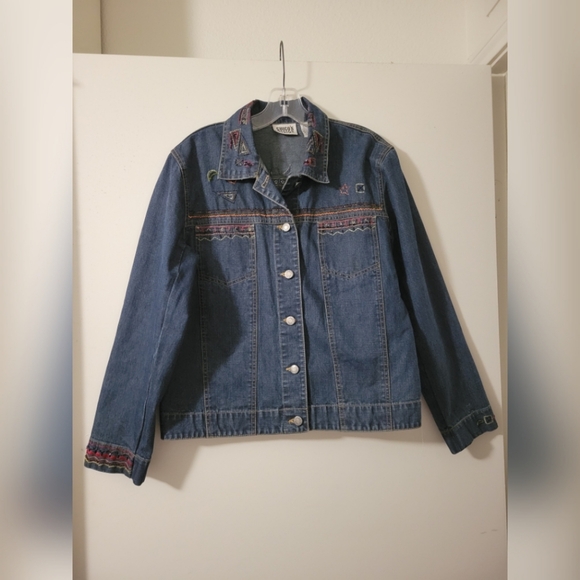 Chico's Denim Jacket with Sun Embroidery - Picture 2 of 2